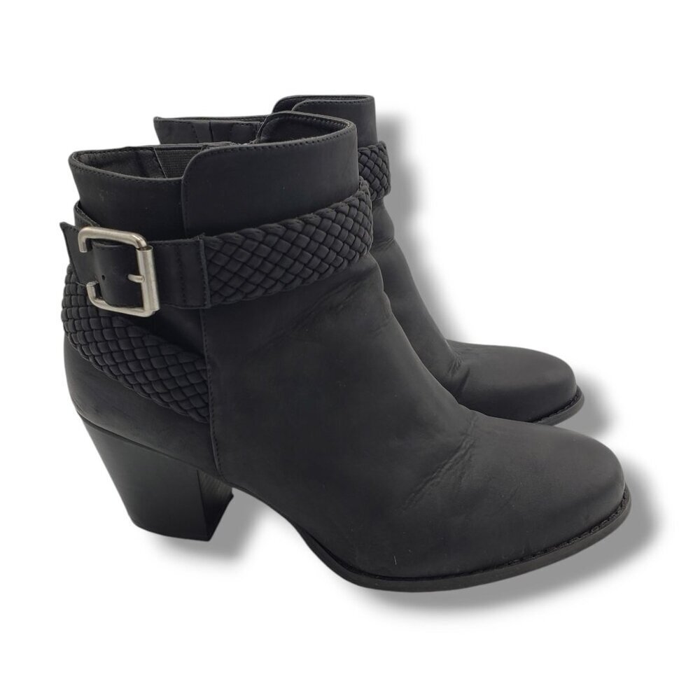 Torrid Braided Heel Bootie Womens 9.5‎ Wide Black Faux Leather Ankle Zipper